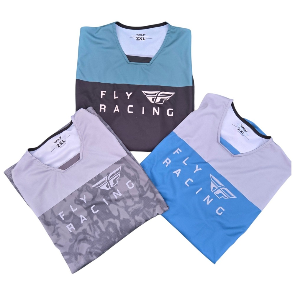 Fly Racing Jersey Polyester 2XL Multi Motocross MTB Long Sleeve Mesh Lot of 3